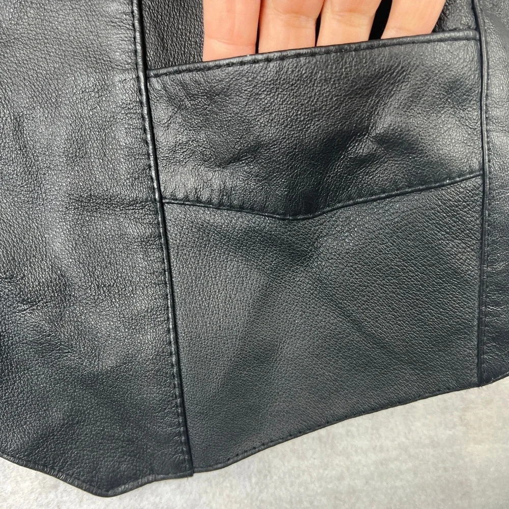 Leather Works USA‎ Leather Vest Mens Biker Western Snap Front Black S Biker